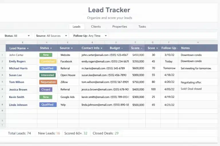 Lead Tracker Spreadsheet